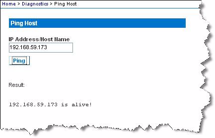 Seite "Ping Host" (Ping an den Host)