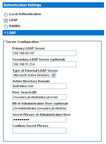 authentication settings ldap